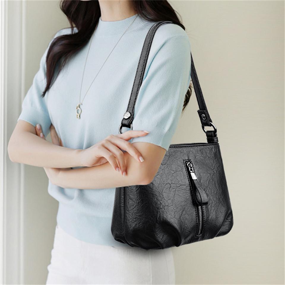 Minimalistyczna Damska Torba na Ramię z Miękkiej Skóry Stylowa Lekka Torba Crossbody do Dojazdów Multifunkcyjna Torebka o Dużej Pojemności