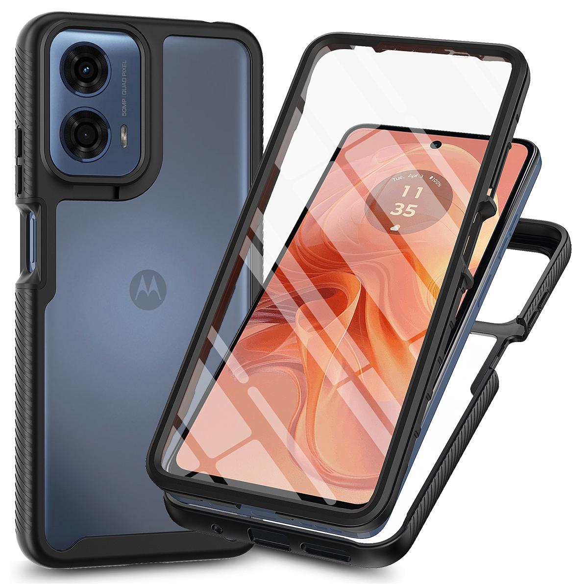 

Чехол для Motorola Moto G35 5G PC+TPU Телефон Прозрачная задняя крышка с ПЭТ-пленкой для экрана A
