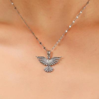Phoenix Wings Light Luxury Banquet Wedding Necklace Female Internet Celebrity Wild Collarbone Chain Copper Inlaid Zircon Wild Eagle Pendant
