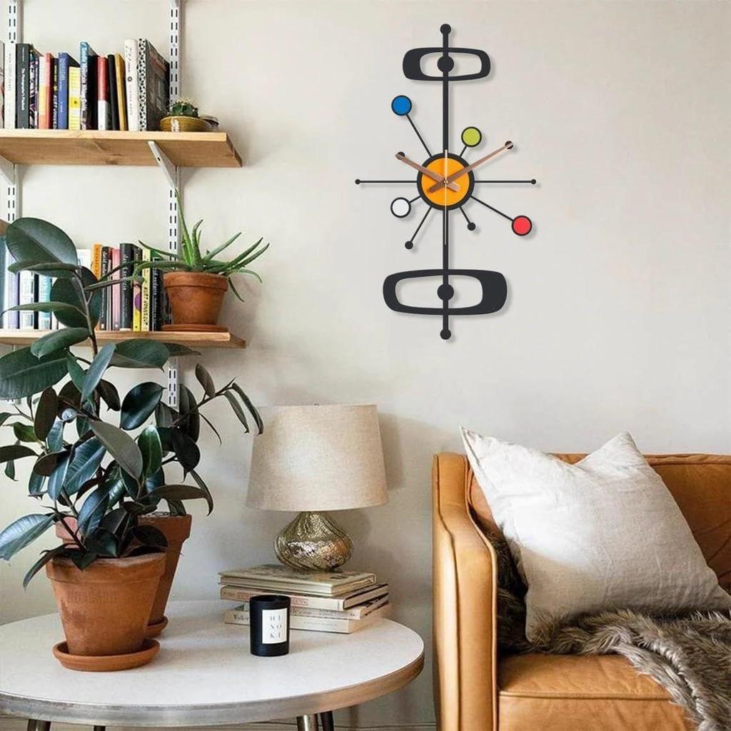 Large World Map Wall Clock, Metal Minimalist Modern Clock, Round Silent Non-Ticking Battery Operated Wall Clocks for Living Room/Home/