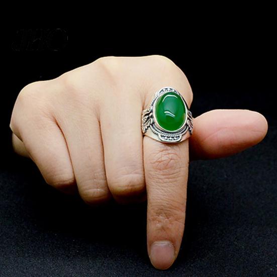 Finger Ring Men Vintage Artificial Gem Carving Band Jewelry Party Banquet Gift