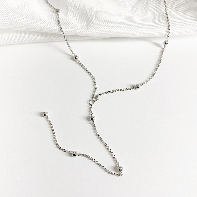 Collier à pampilles en perles rondes à la mode pour femme, nouvelle chaîne de clavicule simple d'été, longue chaîne géométrique, bijoux personnalisés pour femme