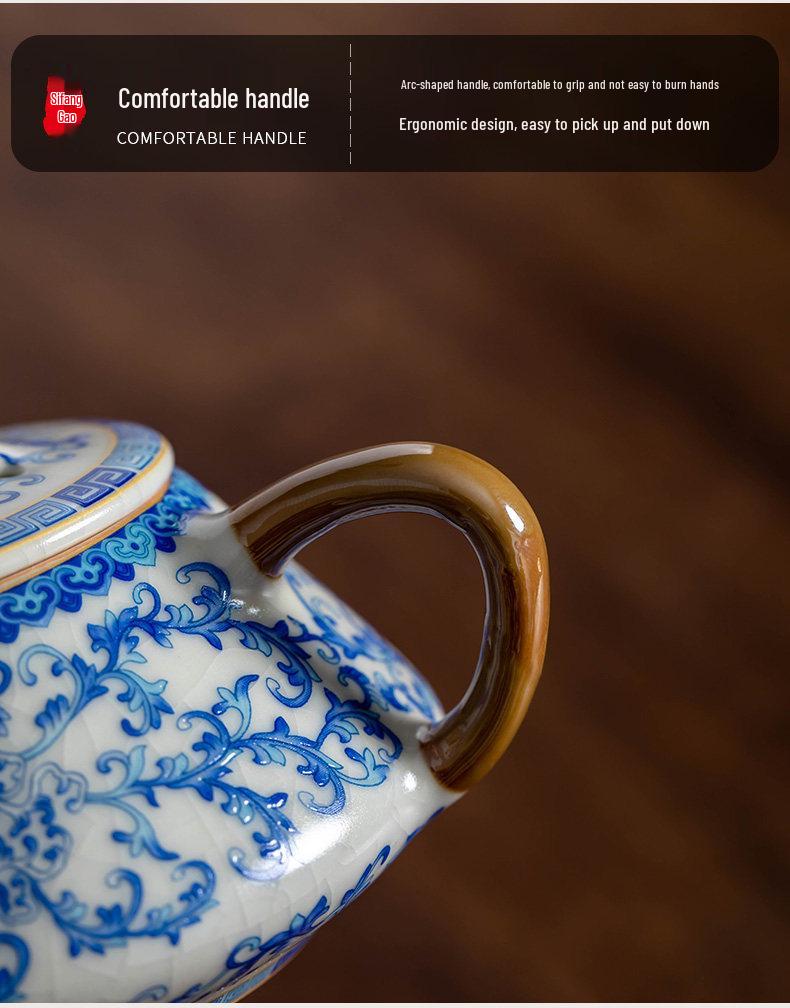 Jun Ware Blue and White Teapot: Chinese High-End Large Size for Brewing Tea Kung Fu Style 2026