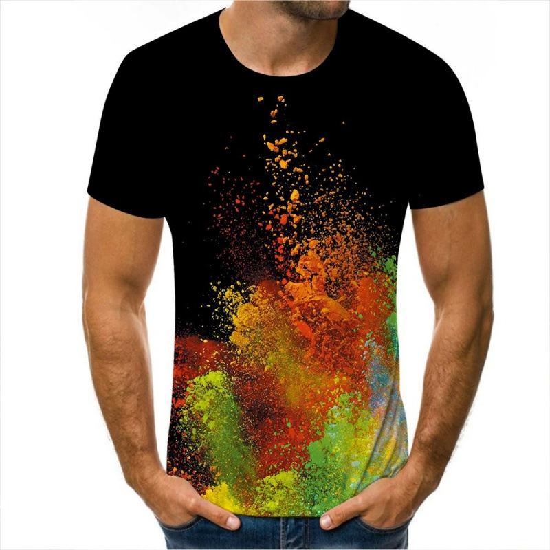 Digital Water Ice Cubes Abstract Image 3D Printed Men's Short Sleeved T-shirt Trend Shirt