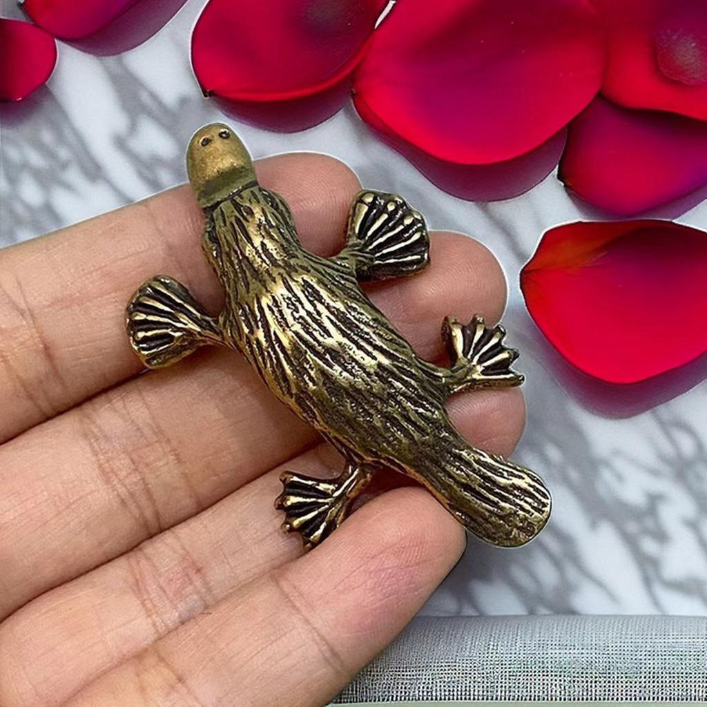 Brass Duckbill Figurine for Collector and Home Decoration Vintage Antique Metal Animal Miniature Statue Desktop Ornament