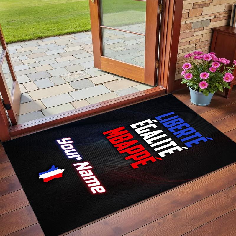 Crystal Velvet Rug Custom Name Text, Soft Non Slip Floor Mat Home DecorFrance national football team