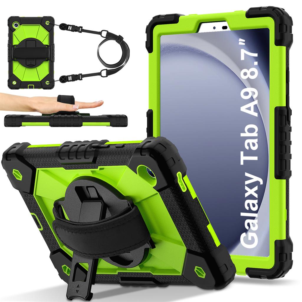 Para Samsung Galaxy Tab A9 Samsung Galaxy Tab A9+ Alça de ombro Design 360° Rotação Suporte de proteção resistente Anti-knock Capa à prova de choque