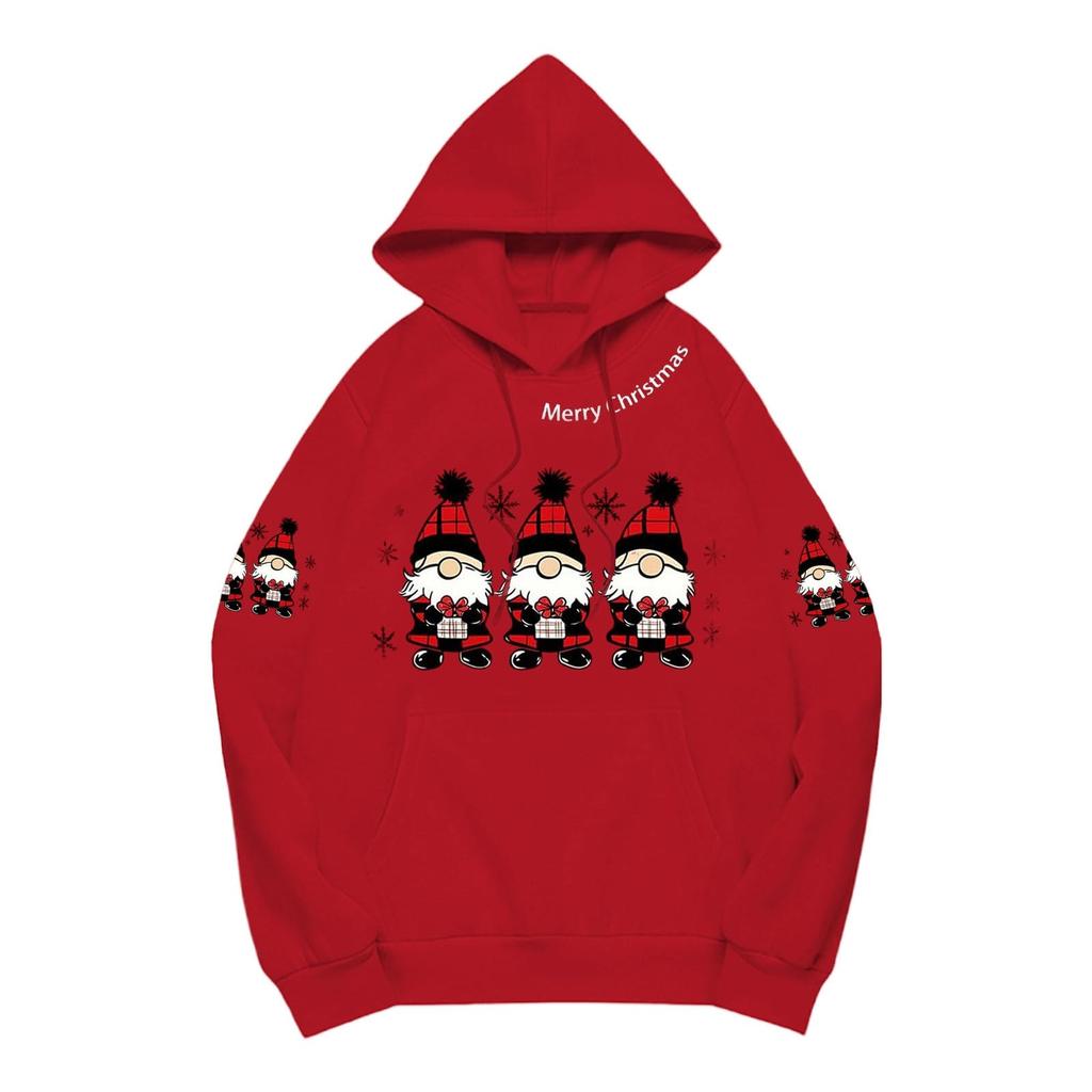 Women's Fashionable Casual Long-Sleeved Christmas Holiday Party Printed Hooded Sweatshirt