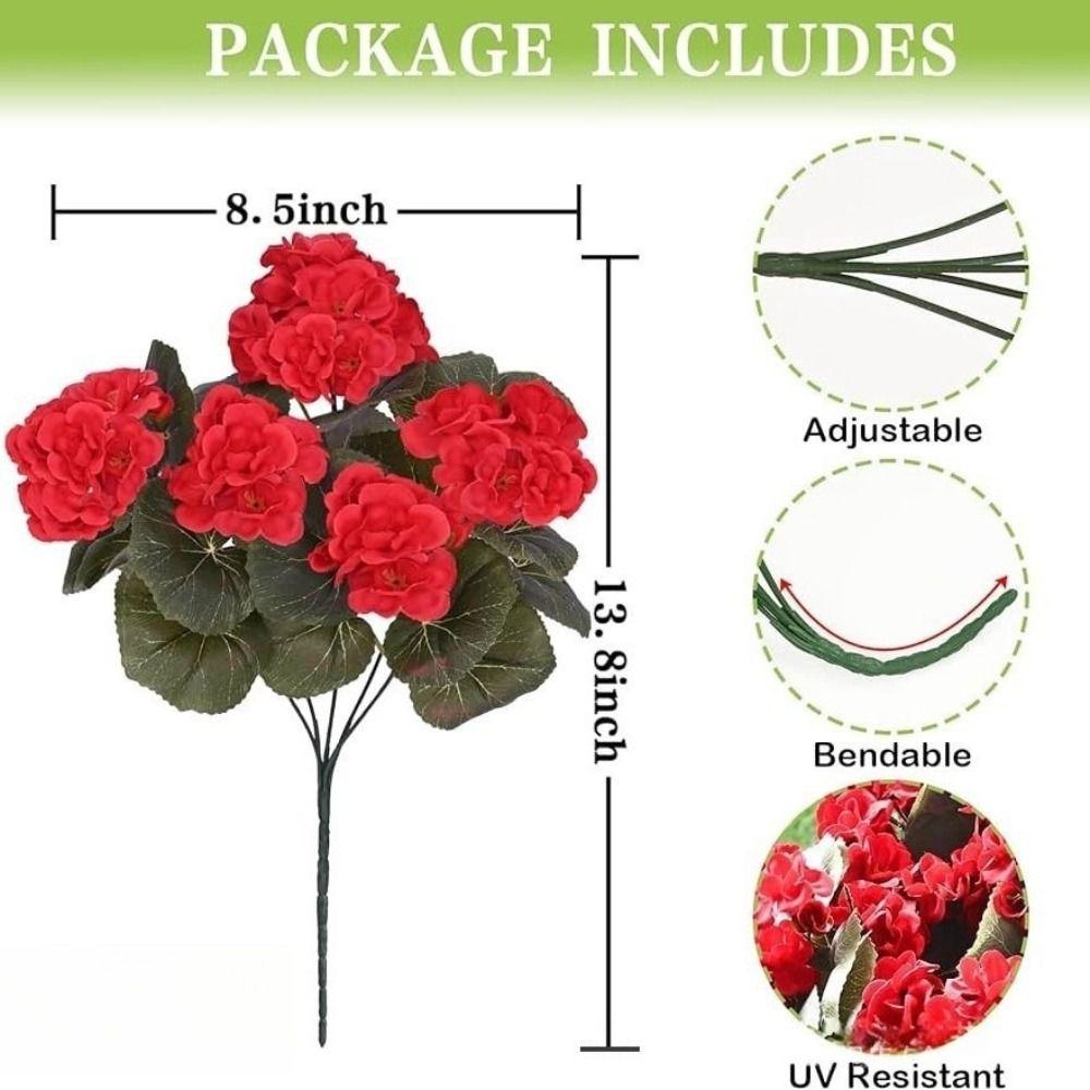 5-Head Design Artificial Geranium Flowers UV Resistant DIY Decoration Artificial Crabapple Blossom Simulated Flower