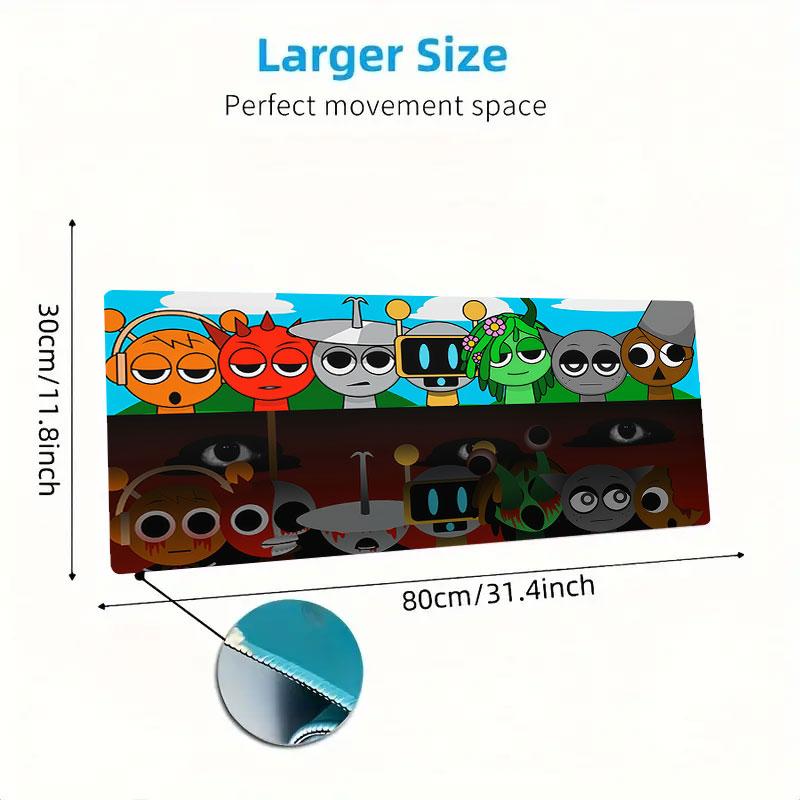 Tappetino per Mouse Sprunki, Tappetino da Scrivania XXL per Gaming, Mousepad Antiscivolo XXL per Laptop e Tablet, Tappetino per Mini PC con Bordi Cuciti