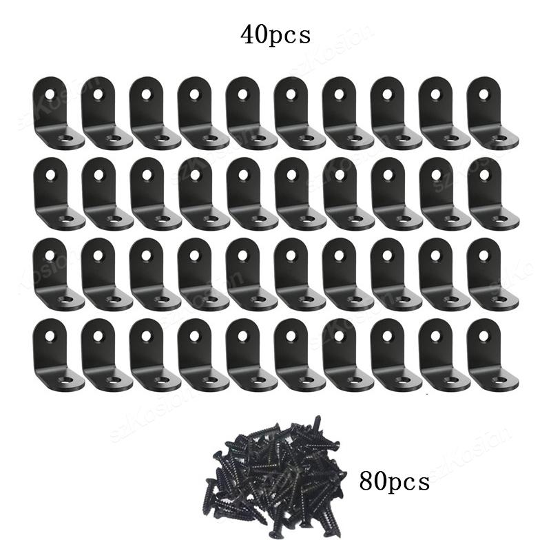 11~11PCS Black Stainless Steel L Shaped Bracket 91 Degree Right Angle Corner Brackets with Screw for DIY Wood Furniture Cabinet