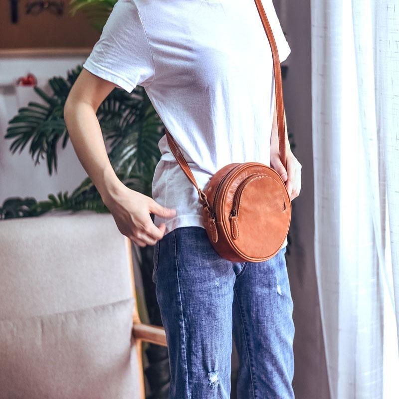 Vintage řemeslné malé kulaté drdoly vrstvené crossbody přes rameno krabičkové kulaté kabelky a tašky pro ženy