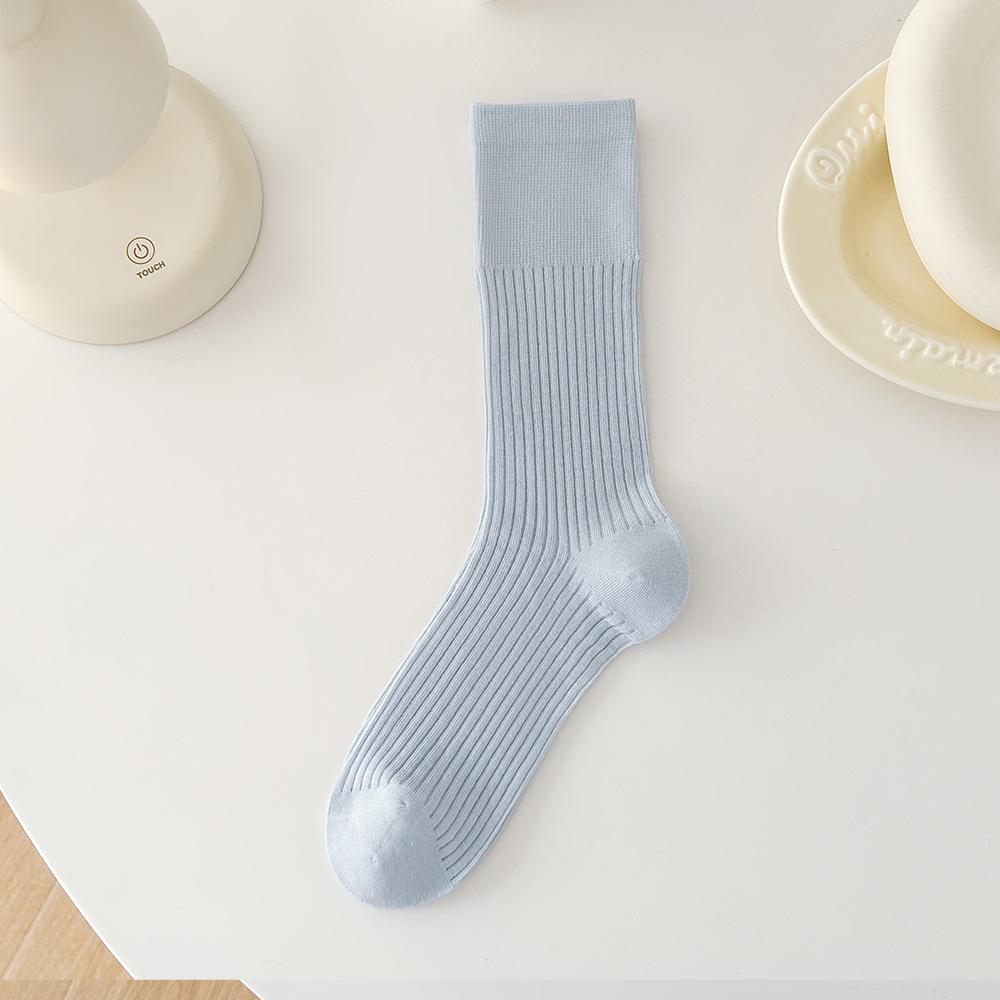 

Ladies Early Autumn Thin New Antibacterial Boneless Student Long Stack Socks 1 pair світло-синій колір