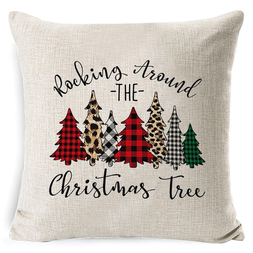 Christmas Celebration Pillow Elk Snowman Festive Cushion Cover Red Sofa Back Cushion Pillow Cover