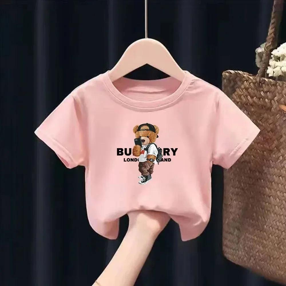 Fashion Baby Kids T-shirt  Luxury Brand Print Shirt Summer Boy Girl Clothes Short Sleeve Funny Kawaii Children Casual Tops