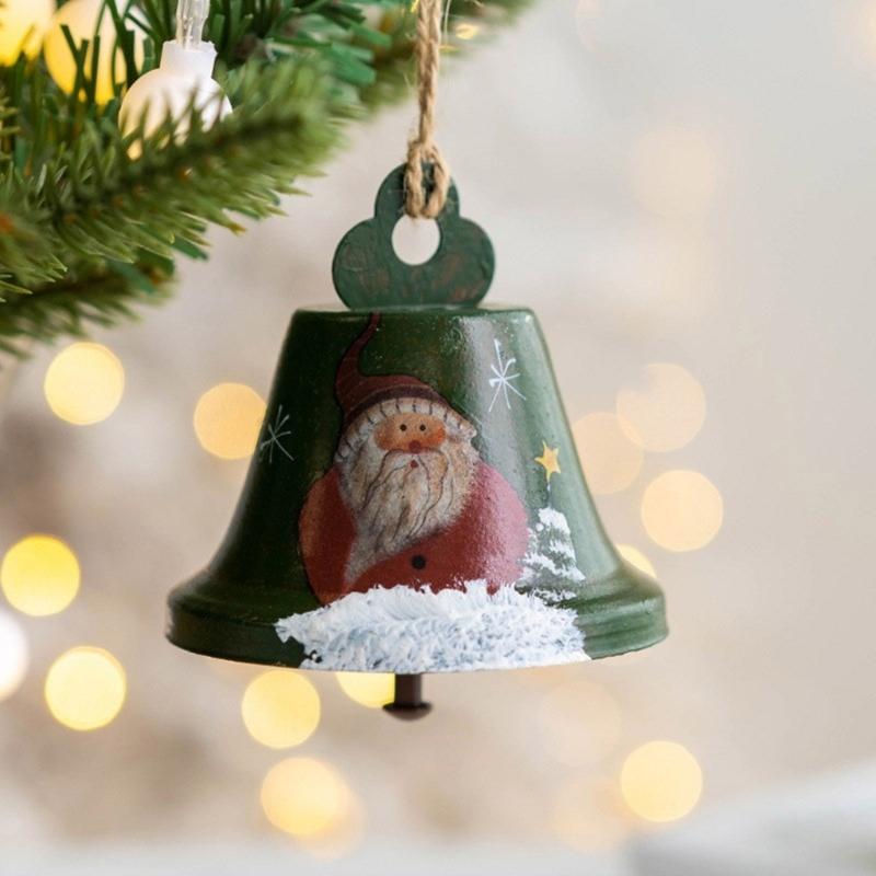 Iron Christmas Santa/Snowman Bells Hanging Pendant Home Festival Window Ornament Holidays Office Embellishment