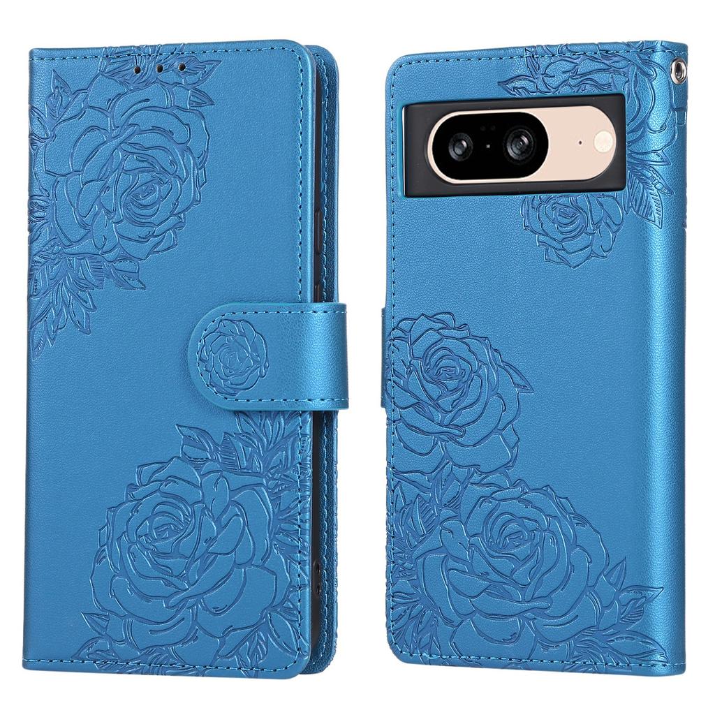For Google Pixel 8 Case Rose Flower PU Leather Wallet Phone Cover with 3 Card Slots