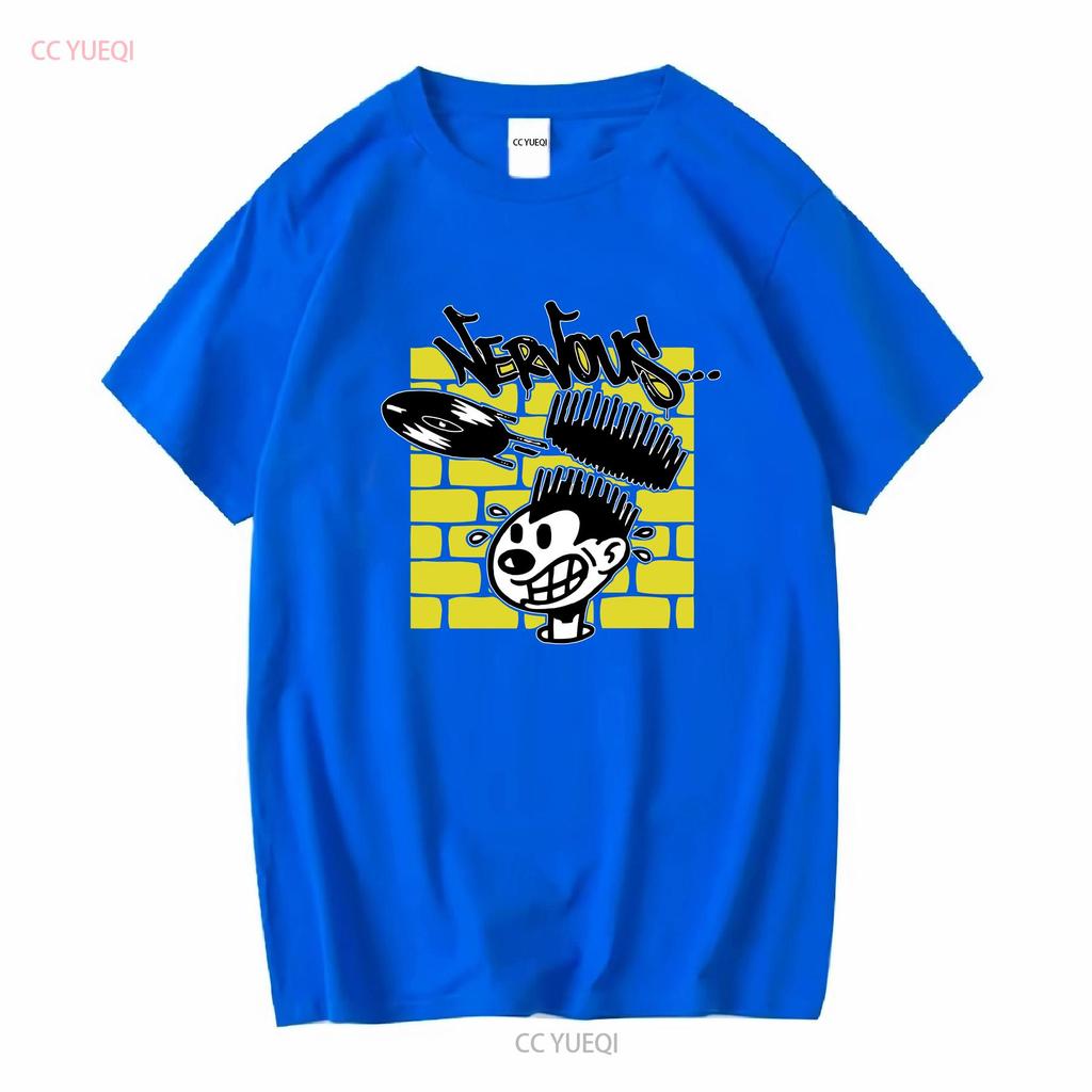 Herren Schwarzes Dj T-Shirt Nervous Records s für einen Musik-Vinyl-Sammler ihn Disk Jockey vintage Gewaschen Dehnbar mode Leicht