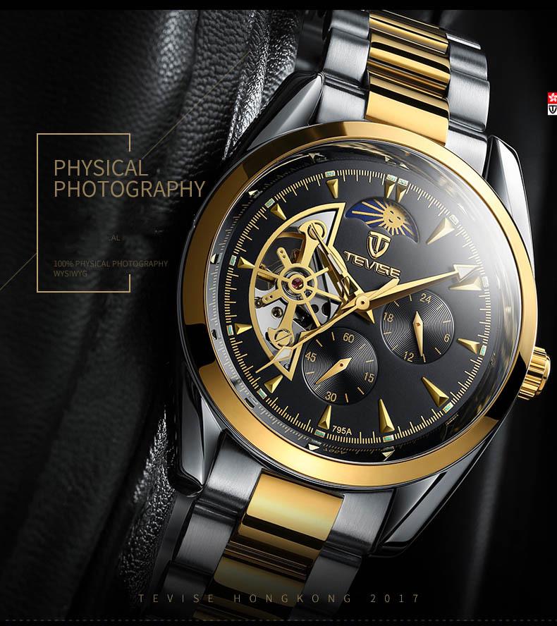 Duke of Lorraine Skeleton Mechanical Watch: Multi-Function, Luminous, Waterproof, Casual Business Steel Band