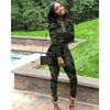 Women's Camo Print Button Front Long Sleeve Skinny Pants Two Piece Tracksuit Casual Streetwear Matching Outfit
