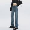 Women's High-Waisted Plush Straight Jeans - Thickened Autumn/Winter, Warm Wide-Leg Pants for Pear-Shaped Bodies