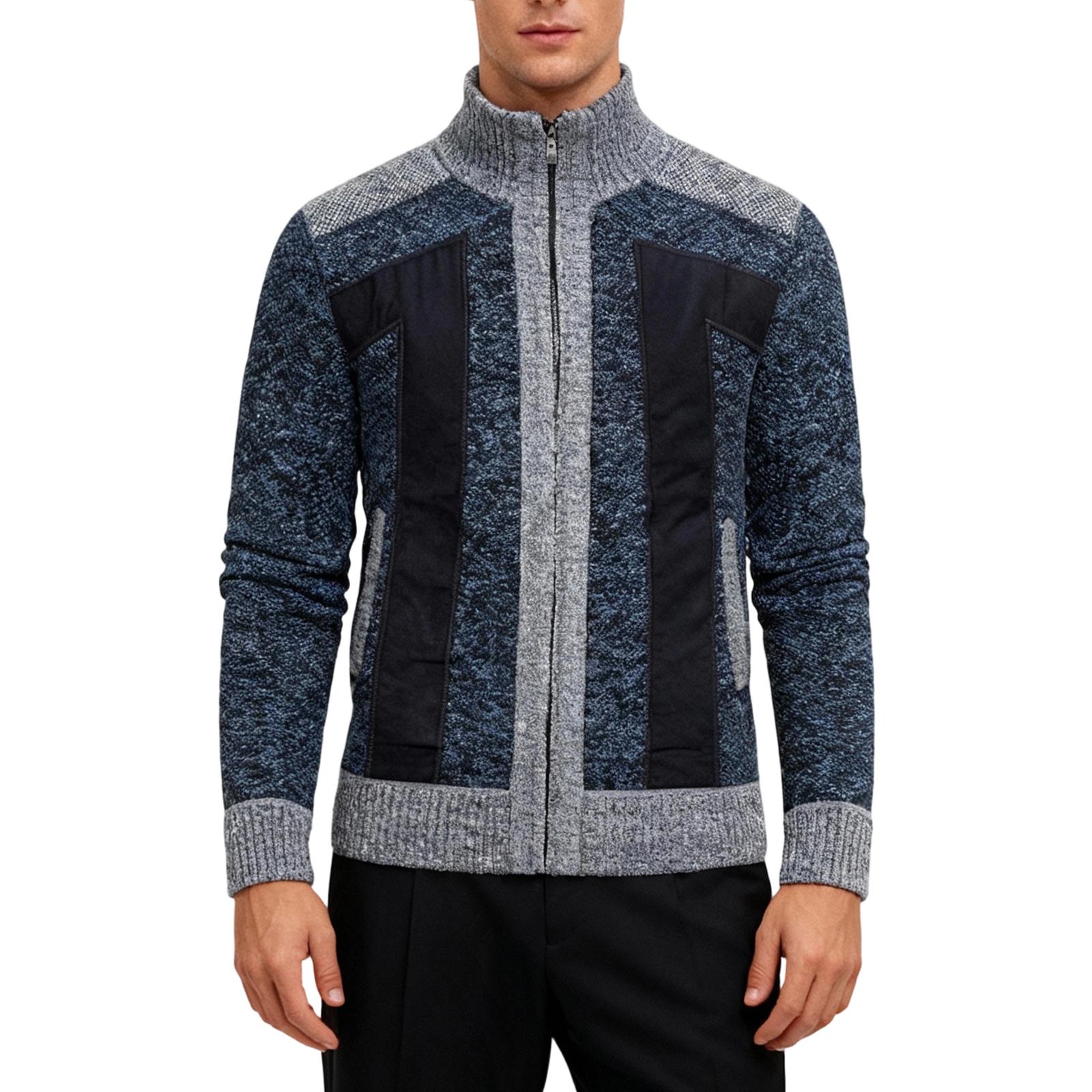 Мужской вязаный свитер Свитер с капюшоном на молнии Кардиган L