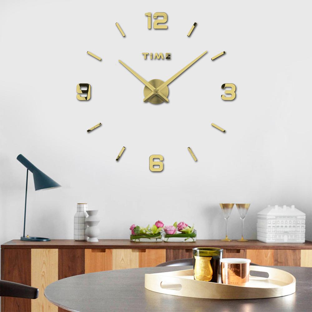 Living Room Black Fancy Large DIY 3D Frameless Acrylic Mirror Sticker Art Home Decor Unique Gift Modern Luxury Wall Clocks  Wall