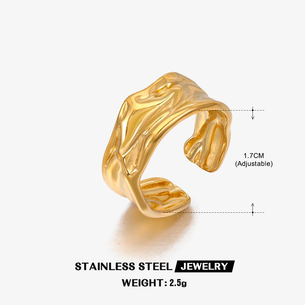 LATS Multiple Styles Stainless Steel Geometric Texture Wide Rings for Women Men Irregular Gold Wedding Ring Punk Jewelry