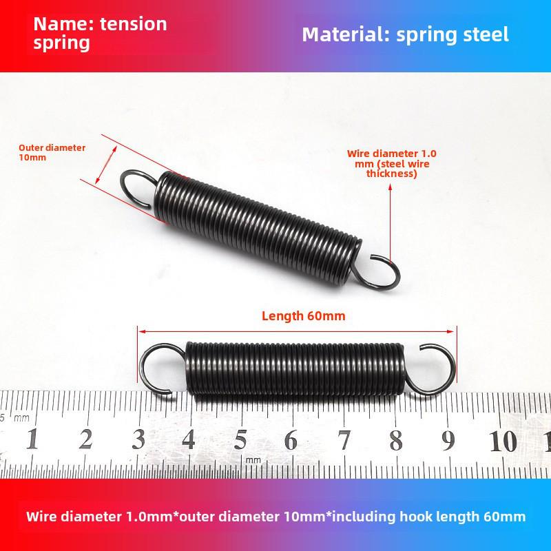 1.0mm Yellow Spring Steel Tension Spring with Hook Clamp for Mop Brake Binding Machine