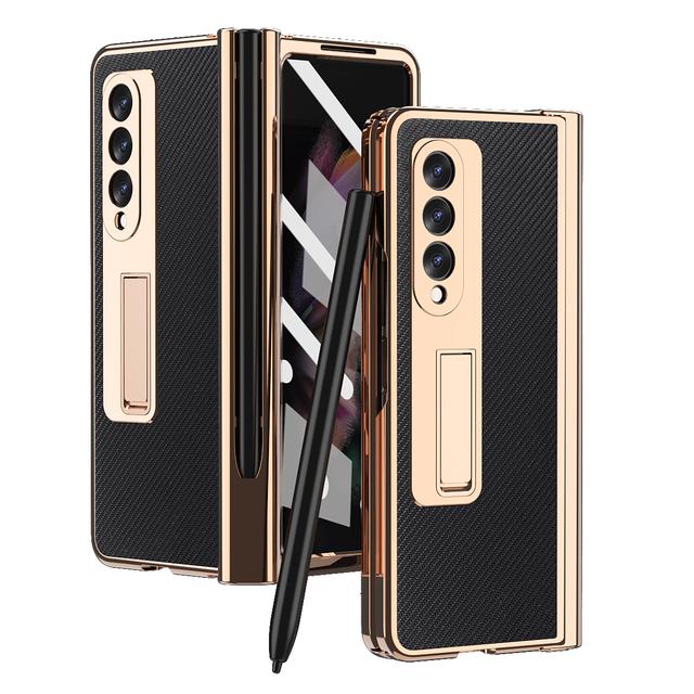 Mit S Pen Beschichtung magnetische Ledertasche für Samsung Galaxy Z Fold 4 5G Kickstand 360 Full Screen Protector Telefon Abdeckung Z Fold 3