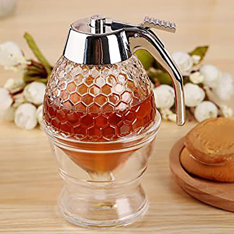1PC Acrylic Honey Dispenser Container Portable Squeeze Bottle Anti-Drip Honey Jar Juice Dispenser Honey Drain Pot Kitchen Tools
