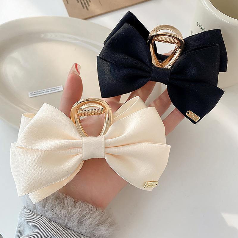 Korean Metal Bow Hair Claw Clip High Quality Simple Elegant Hair Clip Girl'S Daily Hair Accessories Gifts