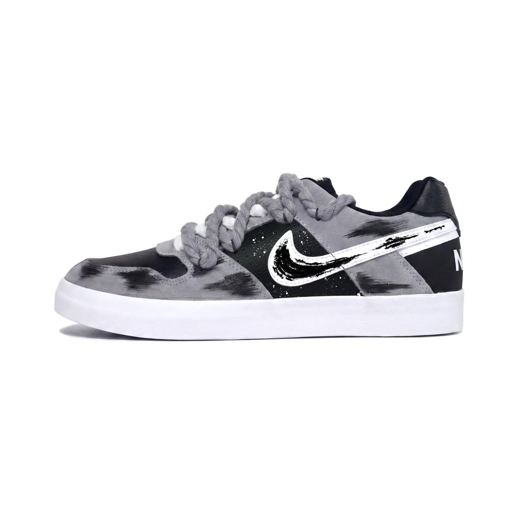 Nike SB Delta Gray Dark Shadow Synthetic Leather Abrasion Resistant Breathable Low top Skateboard Shoes Unisex 942237-010(Team2382--BOX)