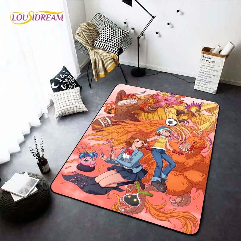 Neue Cartoon Digimon Teppiche für Wohnzimmer Rom Anime Teppich Schlafzimmer weiche Bodenmatte Anti-Rutsch-Fußmatte Home Decor Geschenk Picknick