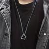 Stainless Steel Geometric Pendant Necklace for Men, Hip-Hop Style Fashion Accessory Couple Gift