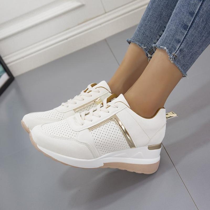 Lässige Damen-Sportschuhe mit dicker Sohle, modische Schnür-Sportschuhe mit dicker Sohle, bequeme, leichte Outdoor-Laufschuhe