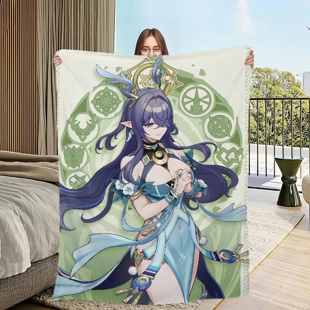 Game New Characters Genshin Impact Lauma Flannel Warm Soft Plush Blanket Sofa Living Room Hogar Office Bedroom Travel Gift Home