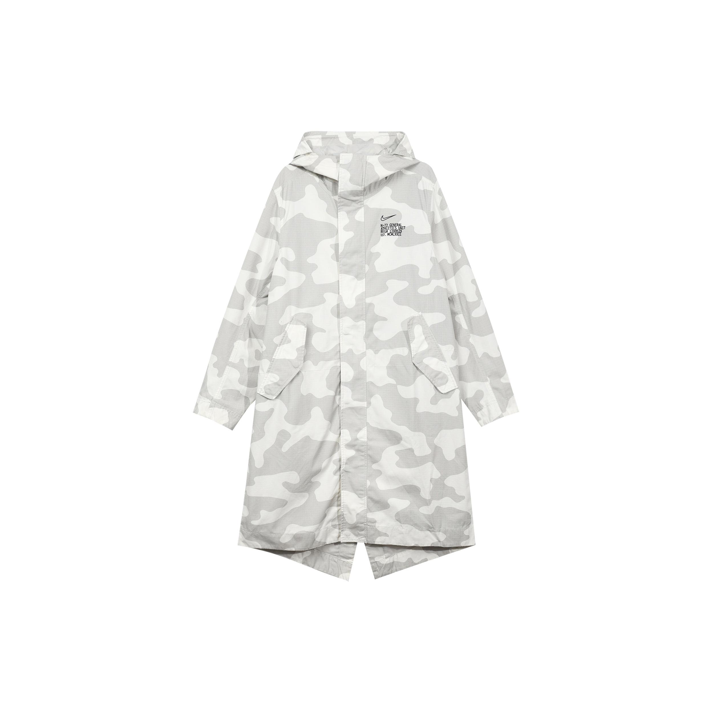 Nike Sportswear Sports Windproof Camouflage Printing mid-length hooded Windbreaker Jacket White Men s CK2537-072 L