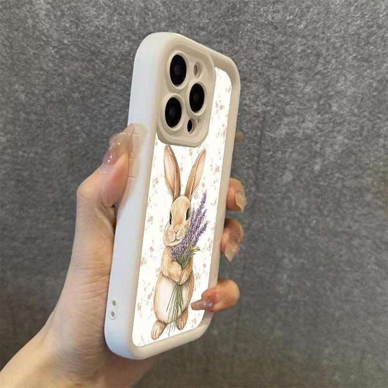 Cute Flower Rabbit Phone Case For Samsung Galaxy S26 S25 S24 S23 S22 S21 Ultra Plus FE A15 A16 A35 A54 A55 A56 5G Silicone Cover