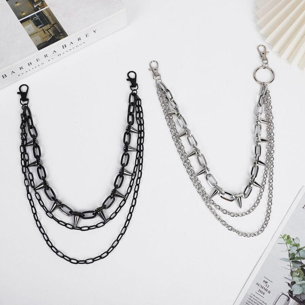 Studded Metal Waist Chain Zinc Zinc Zinc Alloy Jeans Chain Goth Pants Hanging Chain  Steet