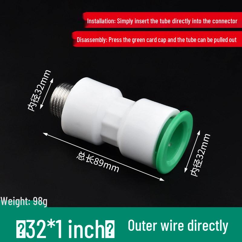PPR Water Pipe Quick Connector, 4 & 6 Points, No-Melt, Direct Plug-In, 20/25 PE for Cold/Hot Water