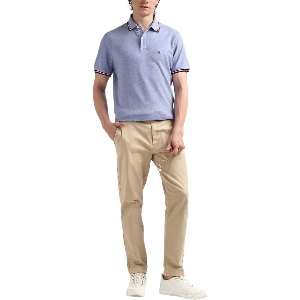 Tommy Hilfiger Fashion Casual Business Commuter Old Money Style Tennis Golf Short Sleeve Polo Shirt Men Tops Blue 78E9891-478