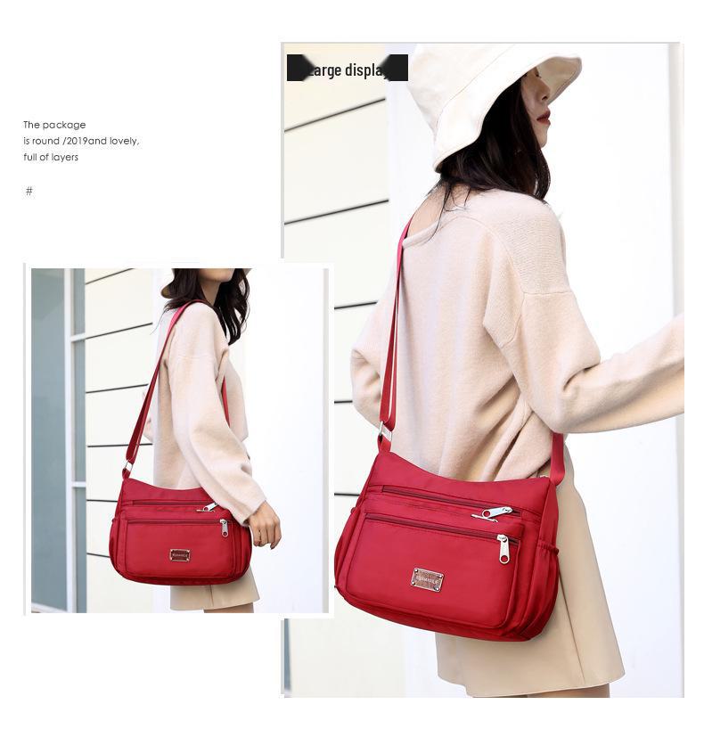 Bolsa de ombro feminina de lona de nylon de grande capacidade: Bolsa de mensageiro com vários compartimentos para mães de meia-idade e idosas