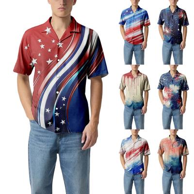 Men'S Casual Loose Short Sleeved Shirt Fashion Printed Shirt Top