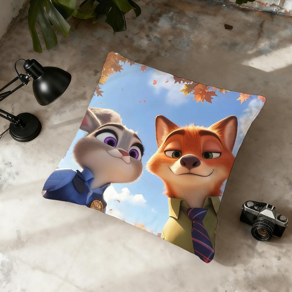 Z-Zootopia 2 J-Judy Nick DSN funda de cojín Oficina en casa Conveniente Simplicidad Nórdica Popular Con Cremallera Funda de Cojín