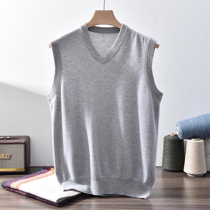 

Men s 100% Pure Cashmere Sleeveless Pullover Vest - Autumn/Winter Knitwear Large