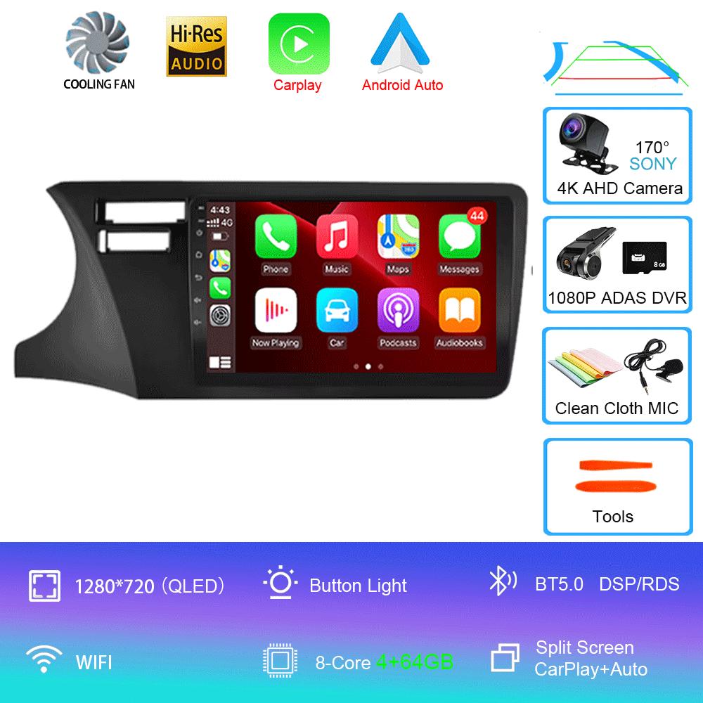 For Fit Honda City 2014 2015 2016 2017 Multimedia Stereo Android 14 Car Radio DVD Video Player Navigation GPS Left Hand Driving