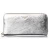 [VOICE] Align Graffiti Italian-Made Cowhide Leather Women's Vertical Card Slots Round Zipper Long Wallet, Gift Boxed, Silver