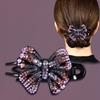 Korean Rhinestone Butterfly Hairpin – Elegant Retro Duckbill Clip for Women