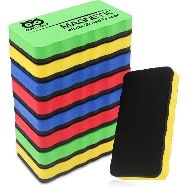 OWLKELA Dry Erase Erasers, Magnetic Whiteboard Erasers 8 Pack for White Board, White Board Markers Dry Erase, Ideal for Classroom, Home, Office